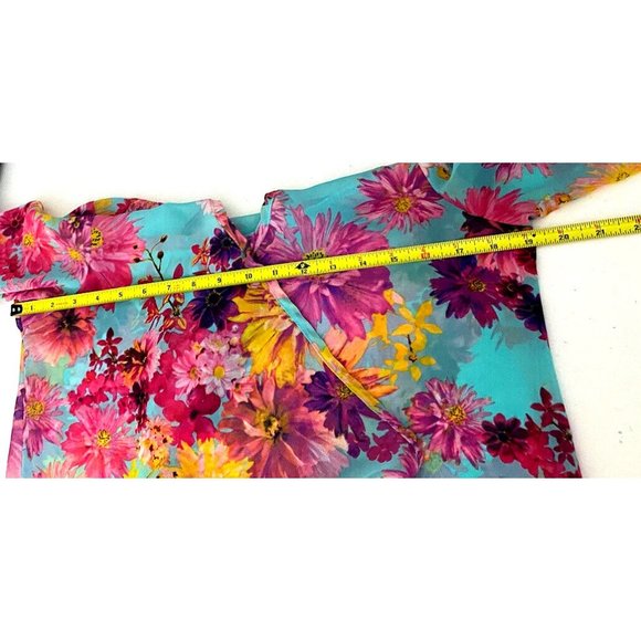 AGACI A'Gaci Women's Small Top Sheer Floral Boho 3/4 Sleeve Blouse USA Made - Picture 9 of 12